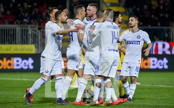 2019-04-14 - Il calciatori dell´Inter esultano dopo il goal dello 0-2 - FROSINONE VS INTER 1-3 - ITALIAN SERIE A - SOCCER